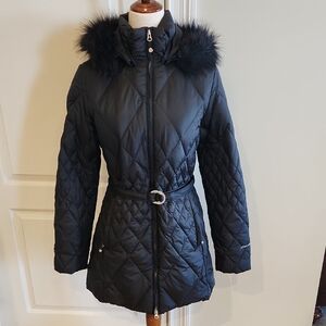 Eddie Bauer Black Down Parka Medium Removeable Hood Like New